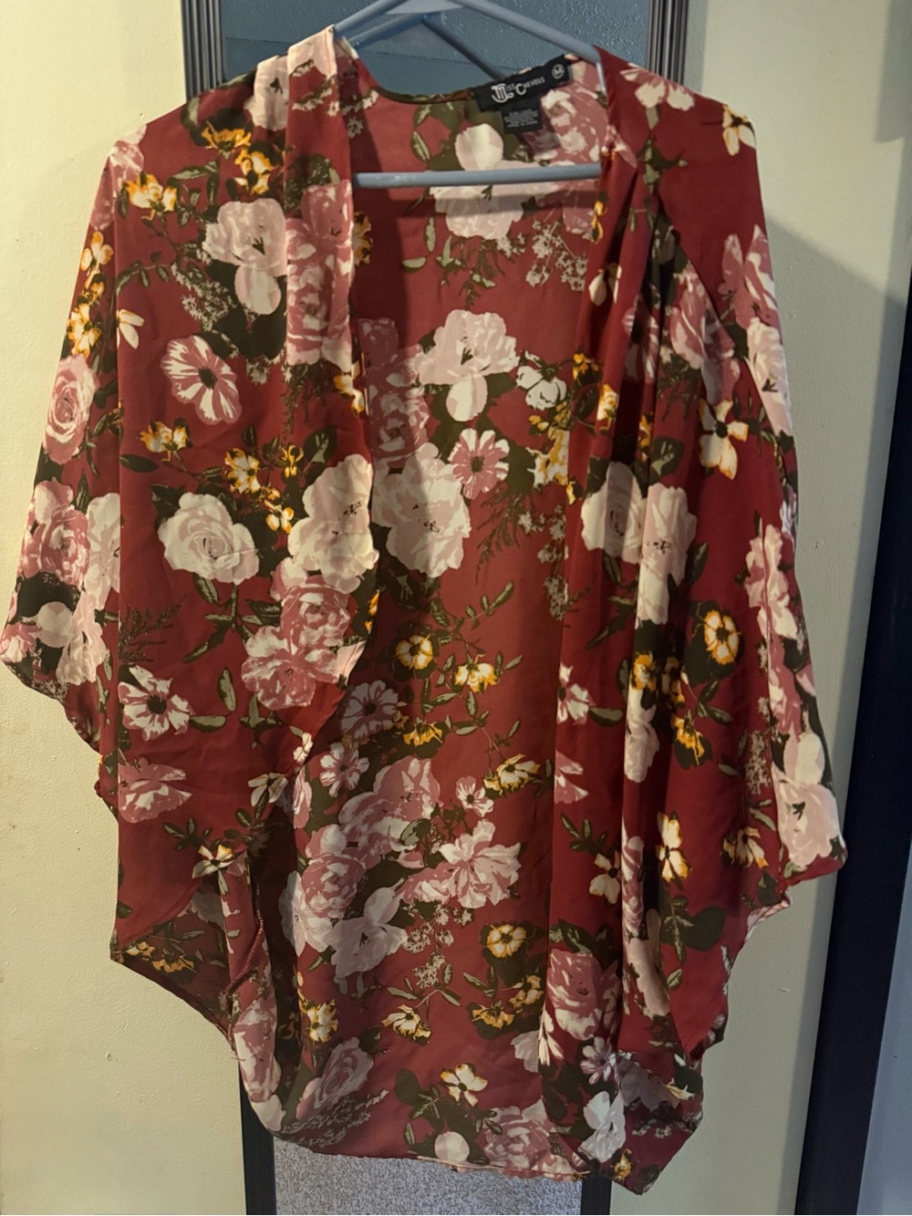 Miss Chievous burgundy and Olive Floral Sheer Top
